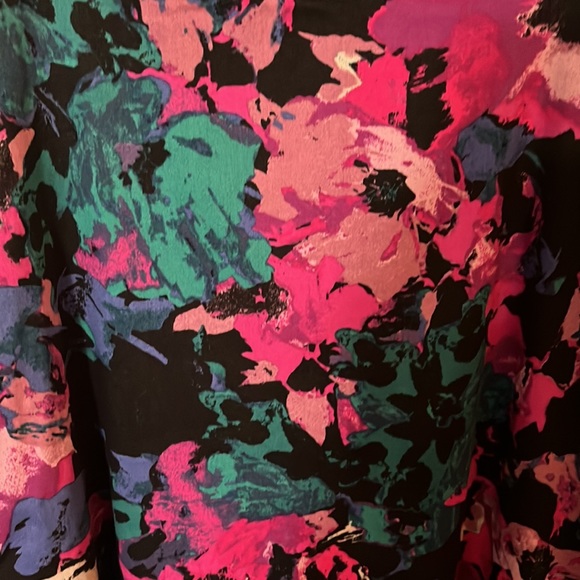 Ricki’s fit and flare dress, NWT, size 4, pink, blue, teal floral on black - Picture 2 of 5